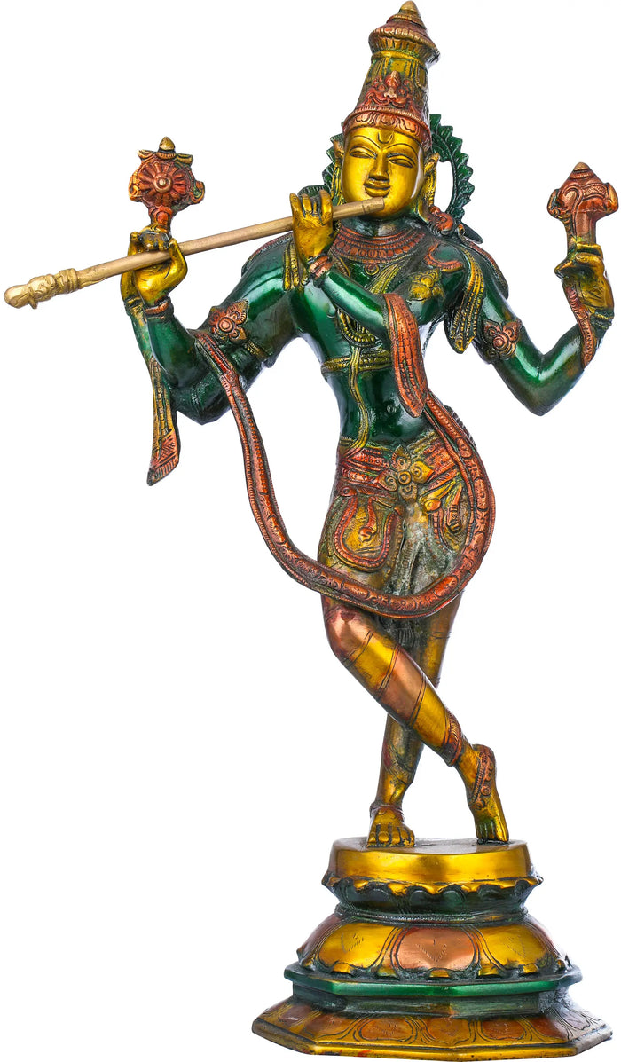 18" Cosmic Form Lord Krishna Handmade Brass Statue