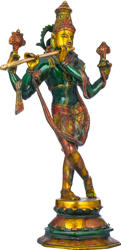 18" Cosmic Form of Lord Krishna Brass Statue | Handmade | Made in India