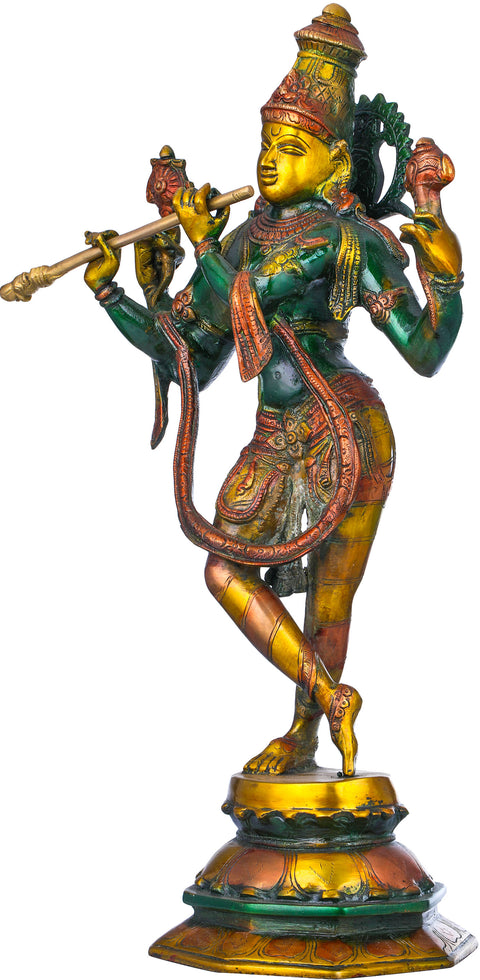 18" Cosmic Form of Lord Krishna Brass Statue | Handmade | Made in India