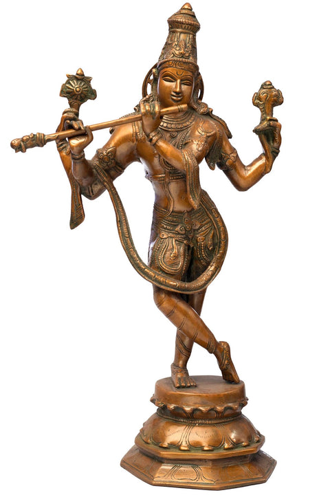 18" Cosmic Form of Lord Krishna Brass Statue | Handmade | Made in India