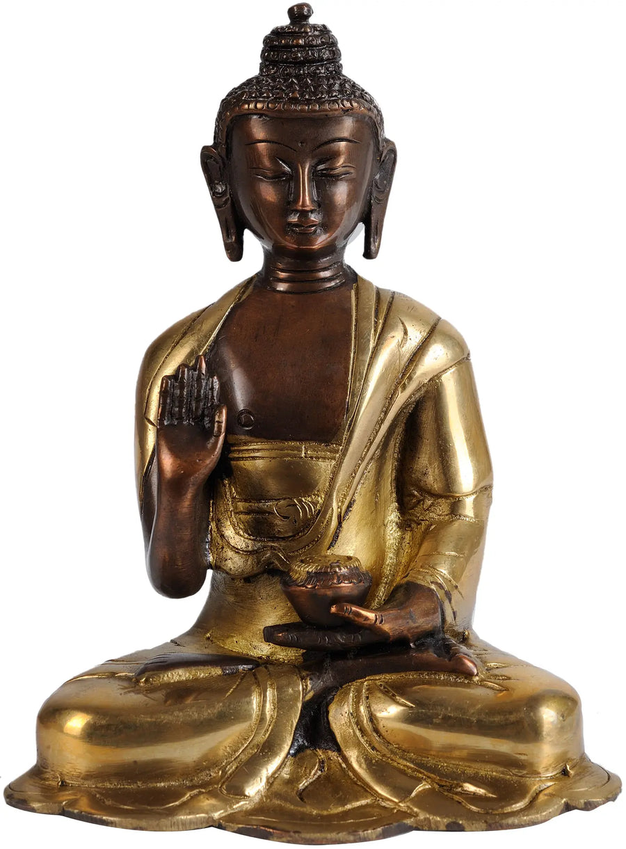 6" Handmade Lord Buddha Statue in Abhaya Mudra Brass Idol