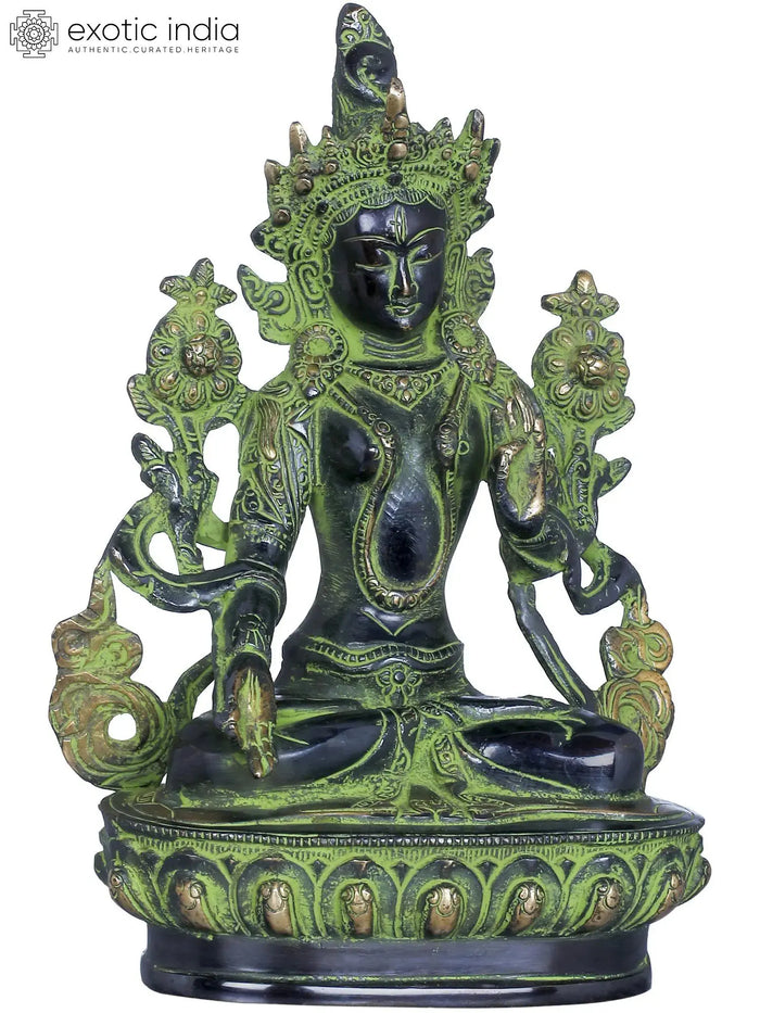 8" Brass White Tara Statue for Meditation and Home Pooja