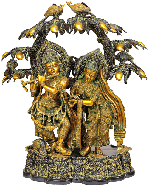 30" Radha Krishna Handmade Brass Statue for Home Decor