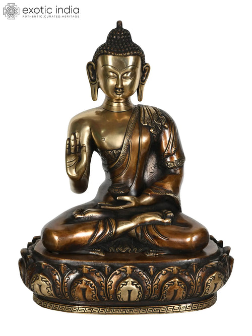 13" Handmade Brass Buddha Preaching Disciples Statue