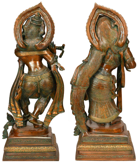 24" Radha-Krishna, Enamoured Of Each Other In Brass | Handmade | Made In India