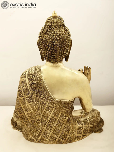23" Superfine The Stately Buddha In Dual-tone Finish In Brass | Handmade