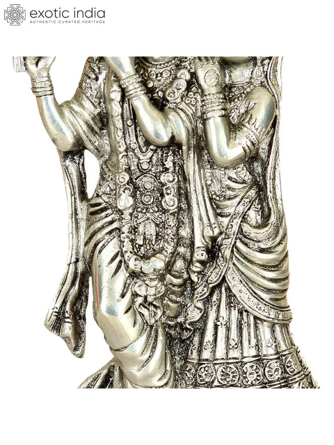 8" Monotone Radha-Krishna - Contented with Each Other's Company | Handmade Brass Statue | Made in India