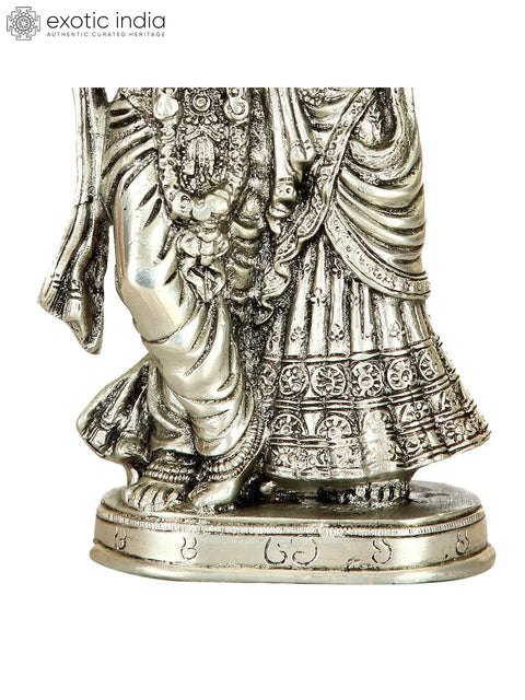 8" Monotone Radha-Krishna - Contented with Each Other's Company | Handmade Brass Statue | Made in India