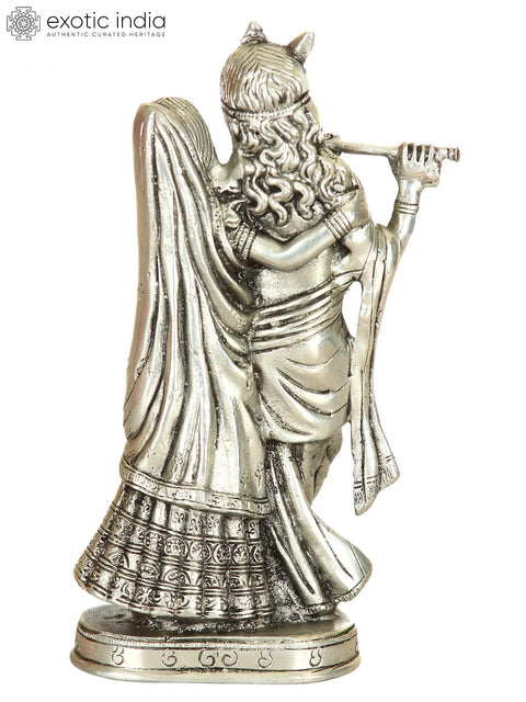 8" Monotone Radha-Krishna - Contented with Each Other's Company | Handmade Brass Statue | Made in India