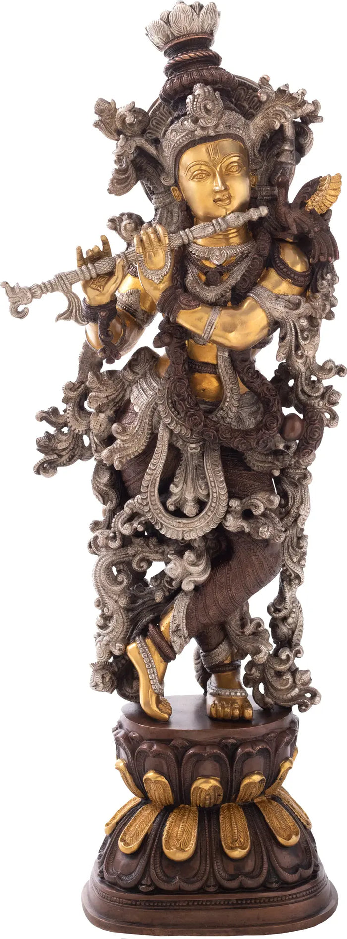 29" Krishna the Divine Flutist Brass Statue Handmade