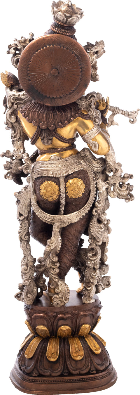 29" Krishna, The Resplendence Of The Divine Flutist In Brass | Handmade | Made In India