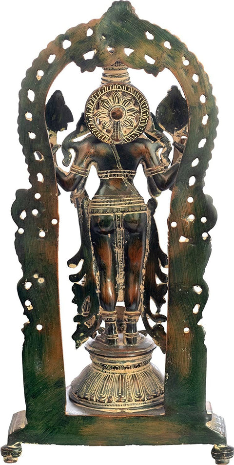 Vishnu-Lakshmi Brass Statue with Prabhavali