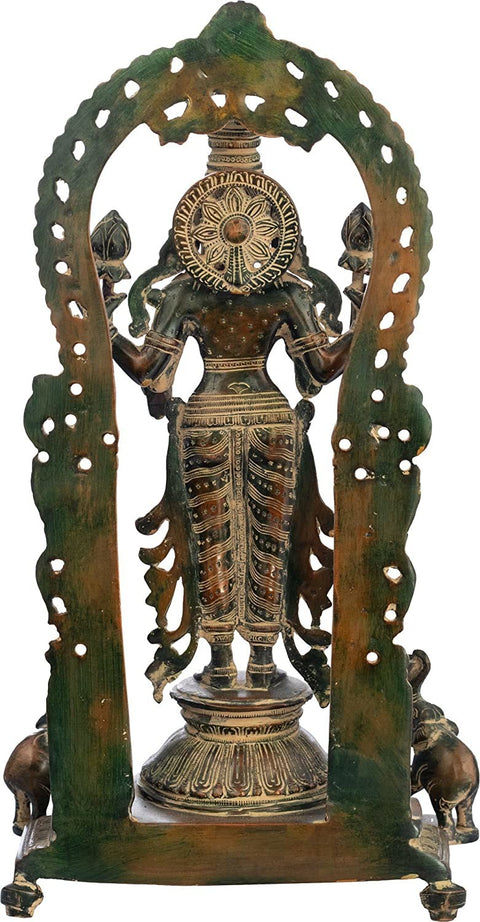 Vishnu-Lakshmi Brass Statue with Prabhavali