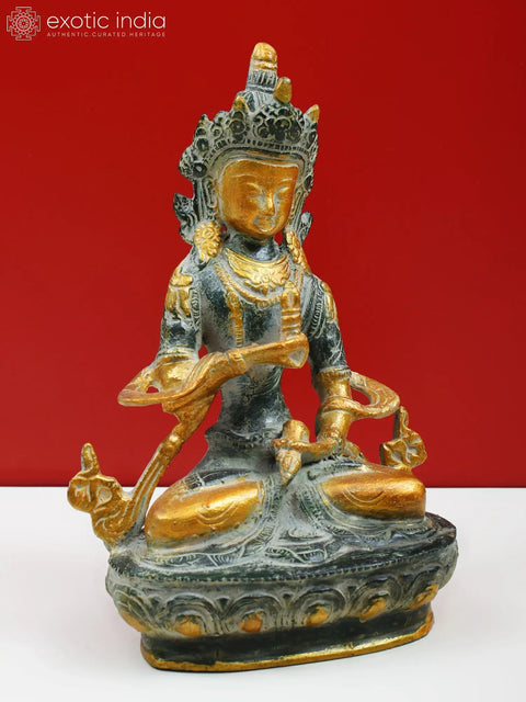8" Handmade Aum Vajrasattva Hum Brass Statue – Crafted in India | Spiritual Decor