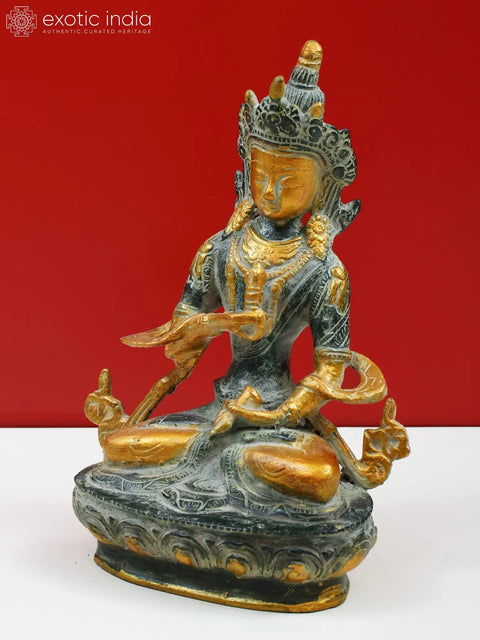 8" Handmade Aum Vajrasattva Hum Brass Statue – Crafted in India | Spiritual Decor
