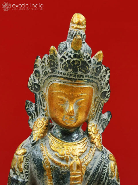 8" Handmade Aum Vajrasattva Hum Brass Statue – Crafted in India | Spiritual Decor