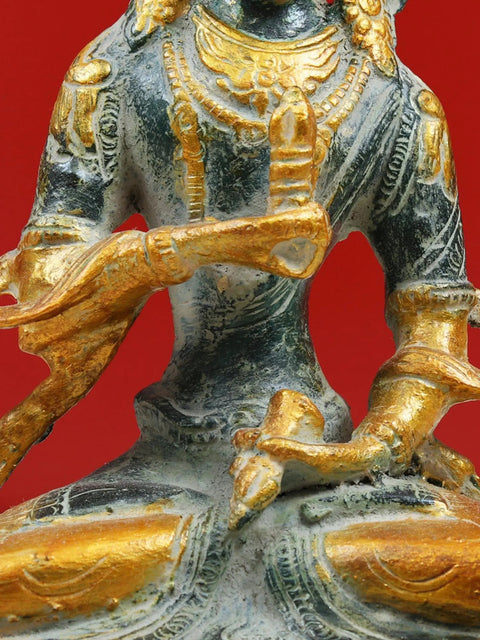 8" Handmade Aum Vajrasattva Hum Brass Statue – Crafted in India | Spiritual Decor