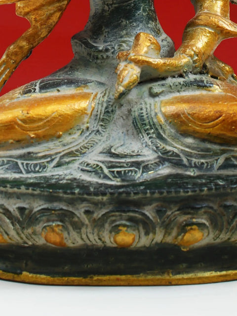 8" Handmade Aum Vajrasattva Hum Brass Statue – Crafted in India | Spiritual Decor