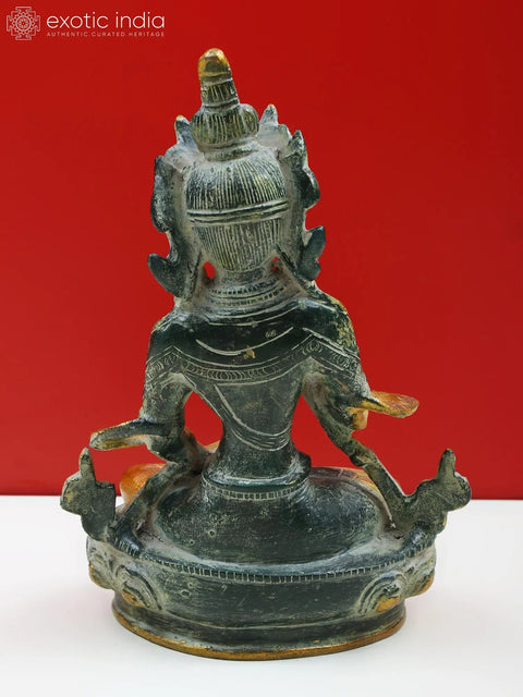 8" Handmade Aum Vajrasattva Hum Brass Statue – Crafted in India | Spiritual Decor