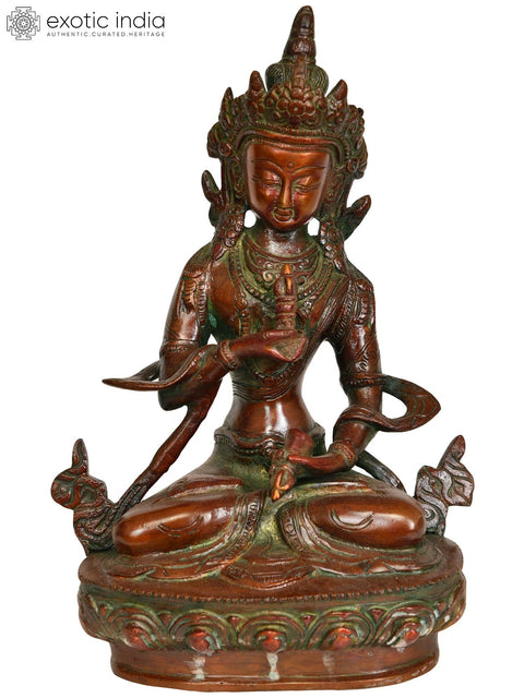 8" Handmade Aum Vajrasattva Hum Brass Statue Ð Crafted in India | Spiritual Decor