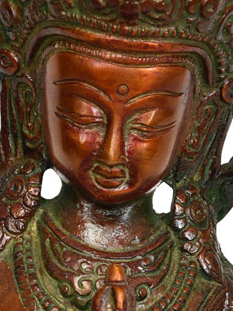 8" Handmade Aum Vajrasattva Hum Brass Statue Ð Crafted in India | Spiritual Decor