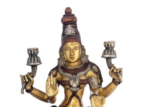 12" Brass Goddess Lakshmi Sculpture – Handmade Divine Craft | Made in India
