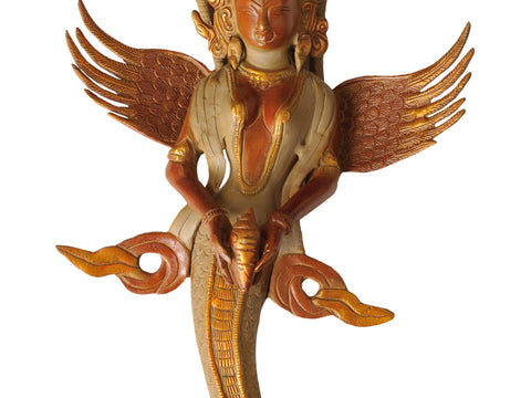 18" Naga-Kanya Wall-hanging Brass Statue | Handmade | Made in India