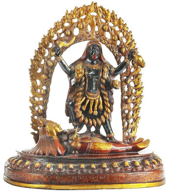 12" Goddess Kali Handmade Brass Statue for Pooja