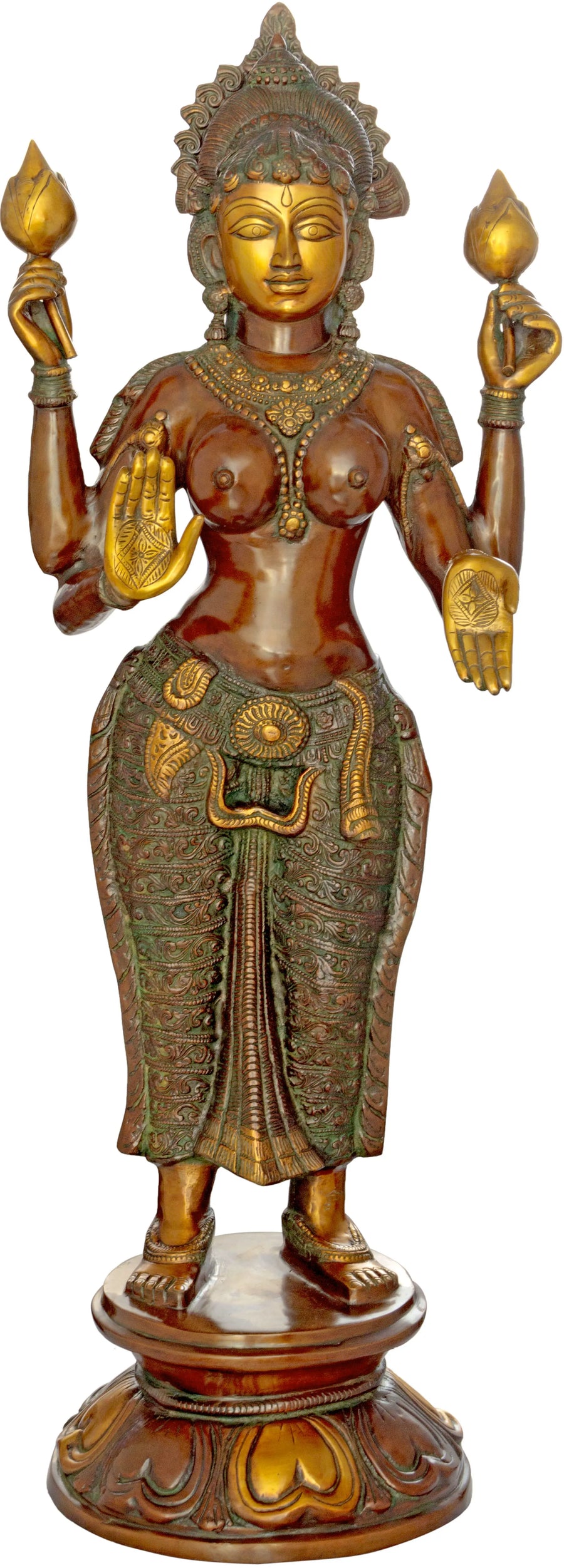 38" Goddess Lakshmi Handmade Brass Statue for Home Pooja