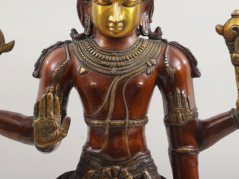 37" Vishnuji, His Stately Beauty In Brass | Handmade | Made In India