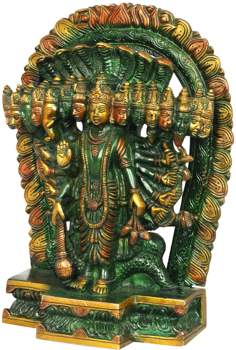 11" Lord Vishnu's Vishva-roop Brass Idol | Handmade | Made in India
