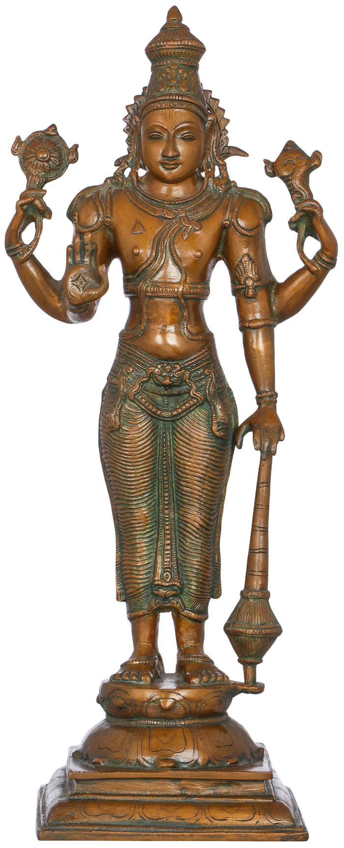 20" Lord Vishnu Handcrafted Brass Statue for Pooja