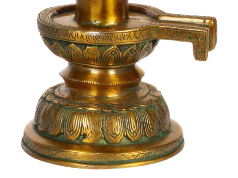 7" Brass Shivalinga with Offering of Flowers | Handmade Home Temple Idol
