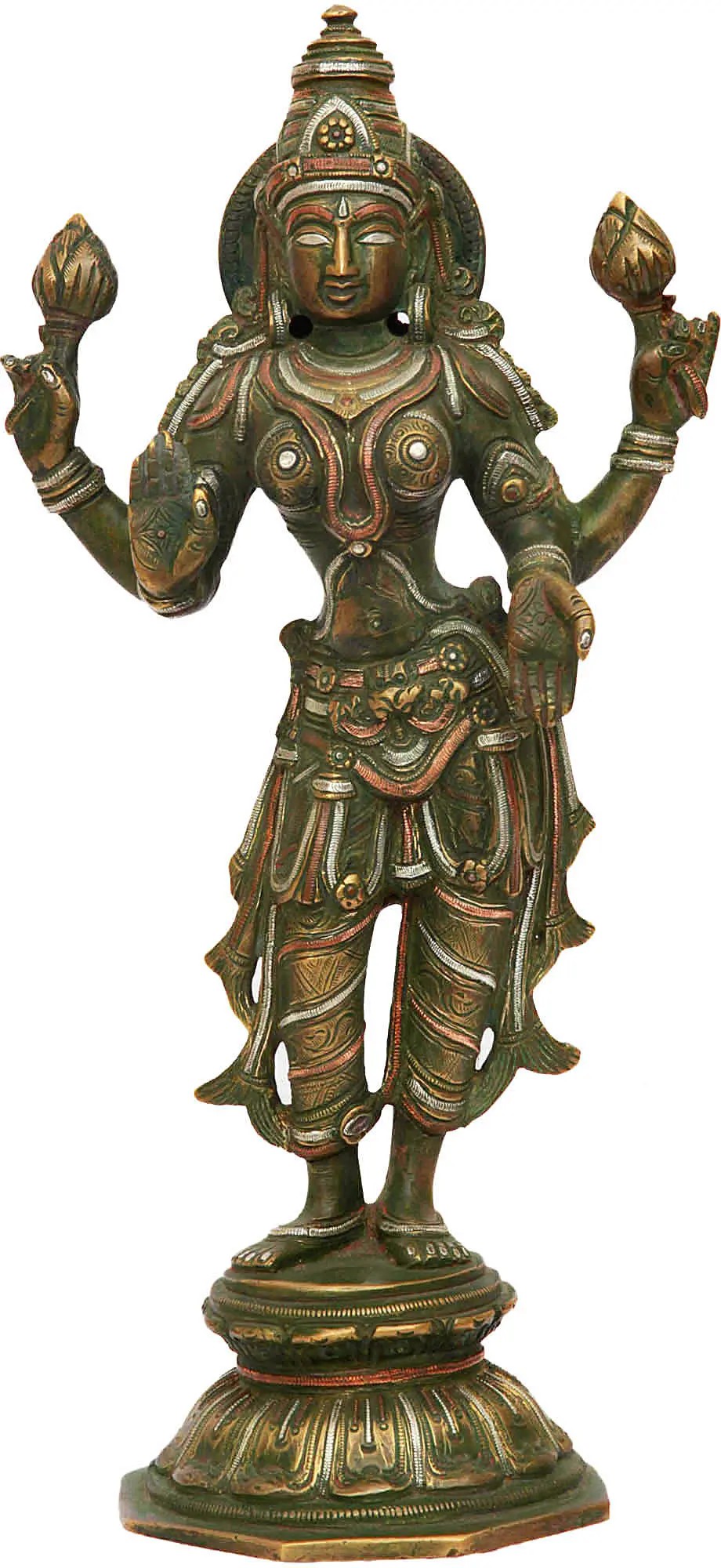 10" Handmade Brass Lakshmi Statue | Made in India
