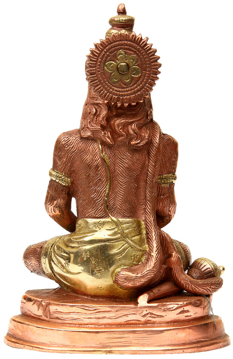 7" Handmade Brass Meditating Hanuman Statue – Authentic Indian Craftsmanship for Spiritual Homes