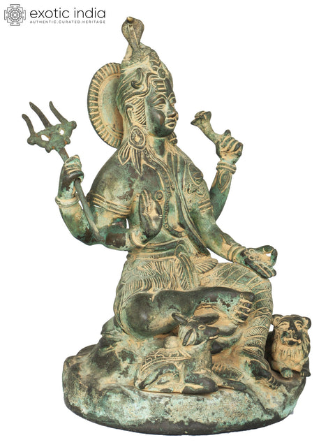10" Twin-hued Ardhanarishvara In Brass | Handmade | Made In India
