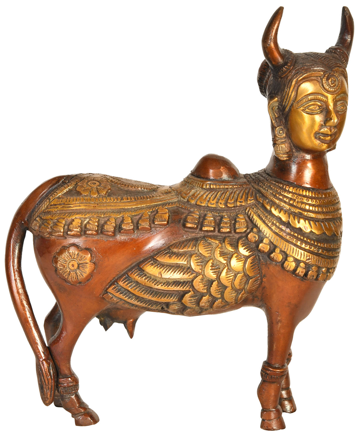 8" The Divinity Of Kamadhenu In Brass | Handmade | Made In India