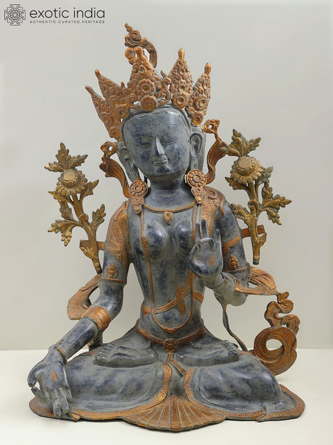 27" Seated Bodhisattva Devi White Tara in Brass | Handmade | Made in India