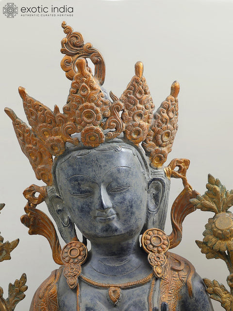 27" Seated Bodhisattva Devi White Tara in Brass | Handmade | Made in India