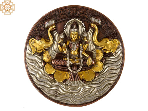 7" Lakshmi Brass Wall-Hanging Statue for Home Pooja Handmade