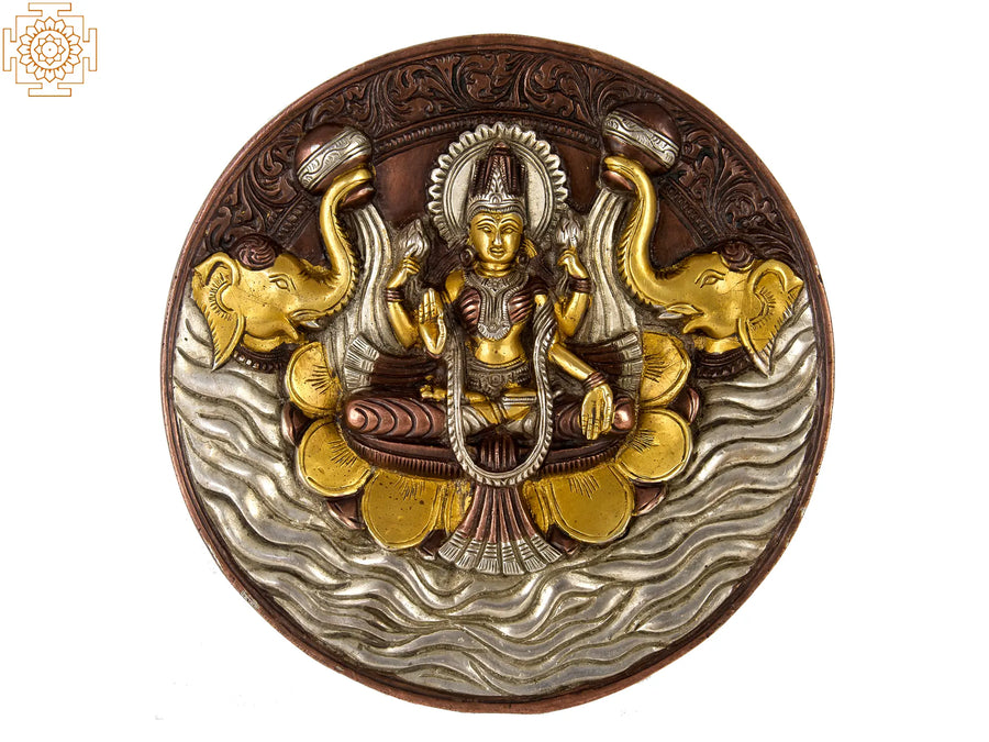 7" Lakshmi Brass Wall-Hanging Statue for Home Pooja Handmade