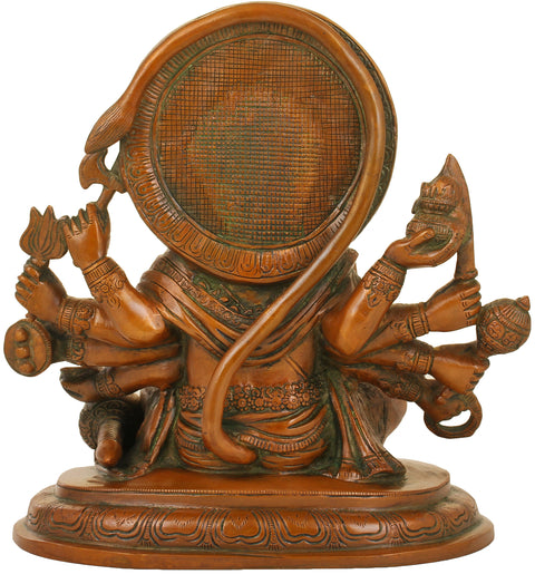 9" Brass Panchamukhi Hanuman Statue - Victor Over Ahiravana | Handmade | Made in India