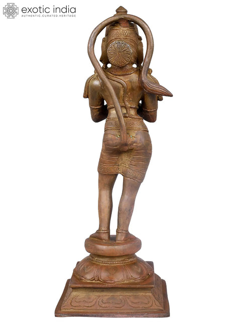 11" Devout Stance of Hanuman Brass Sculpture
