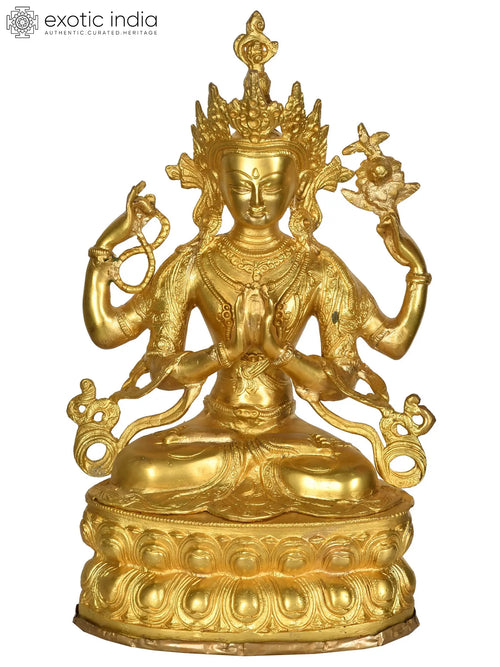 14" Tibetan Deity Brass Statue Handmade
