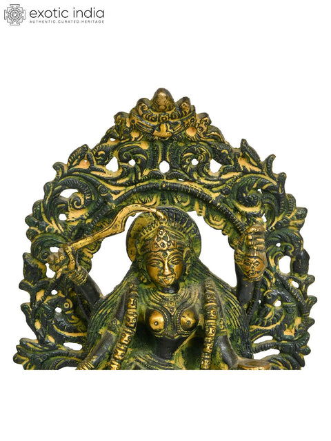 7" The Ferocious Beauty of Kali Brass Sculpture | Handmade | Made in India