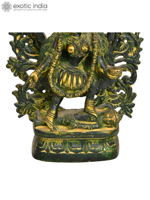 7" The Ferocious Beauty of Kali Brass Sculpture | Handmade | Made in India