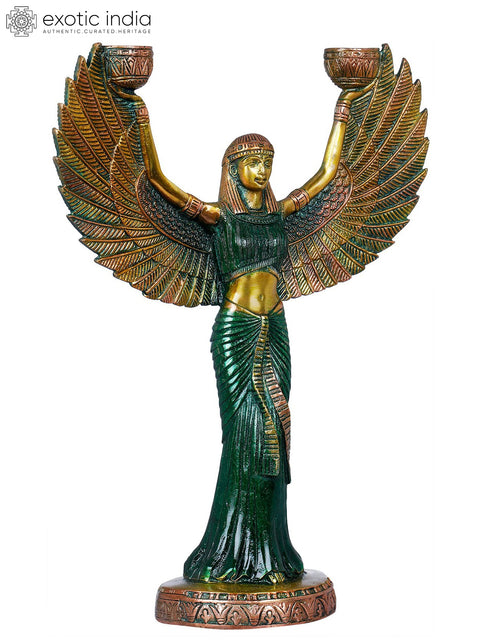 12" Handmade Goddess Isis Brass Statue – Spiritual Art | Crafted in India