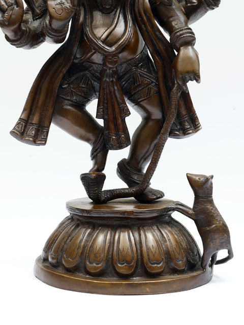 15" Dancing Panchamukha Ganesha In Brass | Handmade | Made In India