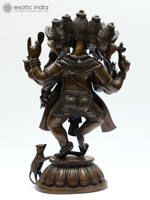15" Dancing Panchamukha Ganesha In Brass | Handmade | Made In India