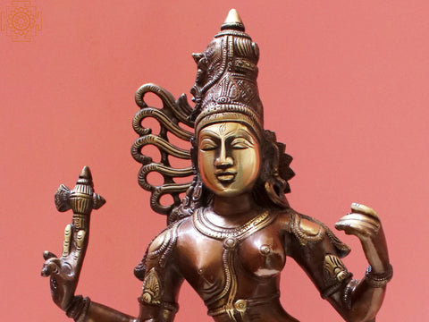 16" Ardhanarishvara Statue in Brass | Handmade Shiva-Shakti Idol | Made in India
